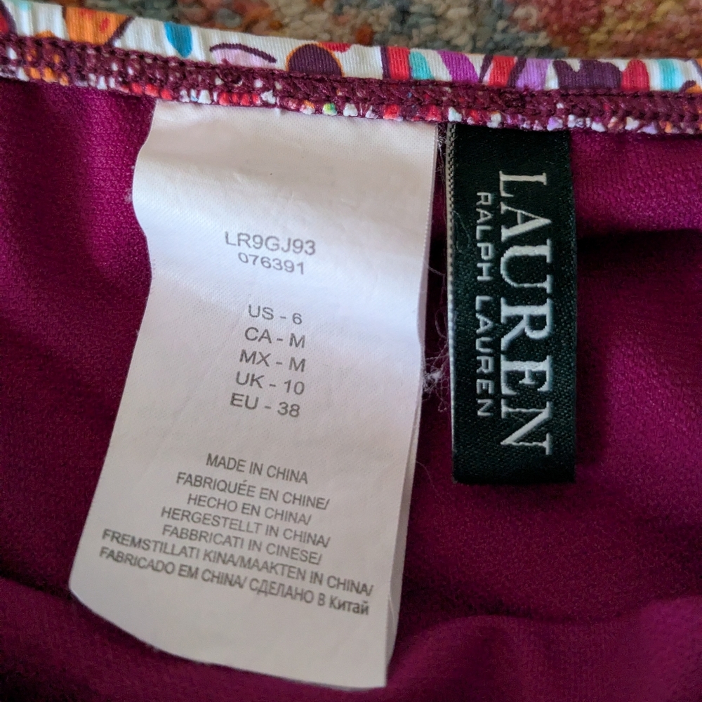 Lauren Ralph Lauren Women's 6 Bikini Swimsuit Bottom Plum Orange Paisley 111 - Picture 5 of 7
